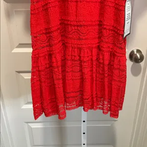 Jessica Howard Red Lace Flutter Sleeve Dress Size 14 NWT Cocktail Wedding‎ thumbnail 7