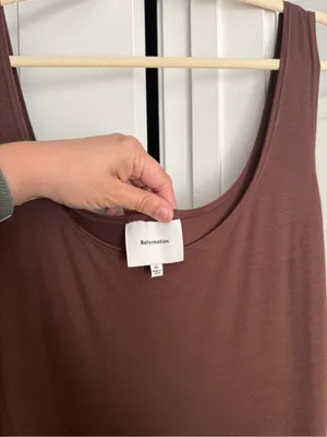 Reformation Rou‎ Knit Dress cafe brown sleevless thumbnail 2