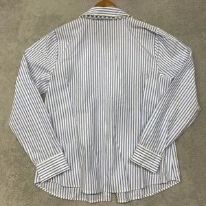 BEAUTIFUL by Lawrence Zarian Shirt Womens Medium Blue Stripe Pearl Button Top thumbnail 8