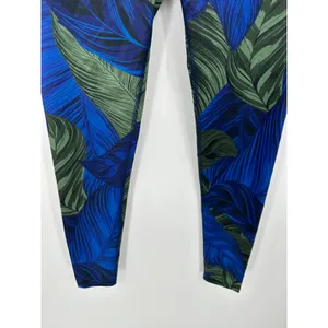 Noli Leggings‎ Women Blue Green Tropical Leaf Pull On Stretch Activewear Sz M thumbnail 3