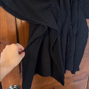Aerie Black Gauze Tie Front Kaftan Cover Up Dress Size Medium thumbnail 5