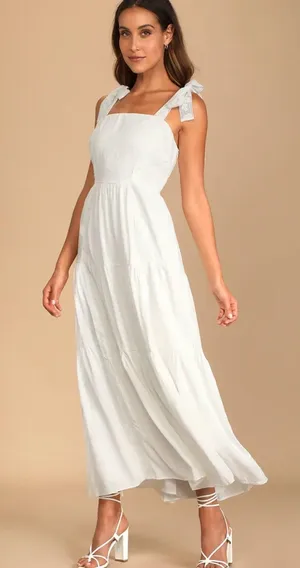 Lulus White Maxi With Lace thumbnail 1