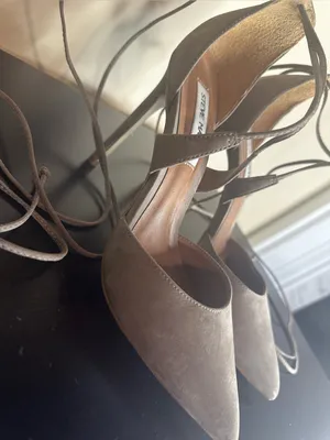Steve Madden Raela Suede Lace-Up Pointed Toe Heels in Taupe thumbnail 3