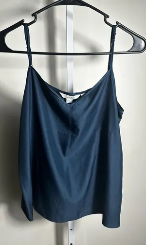 071. Boden Navy Satin Camisole Tank Top Size 10 Adjustable Straps thumbnail 1