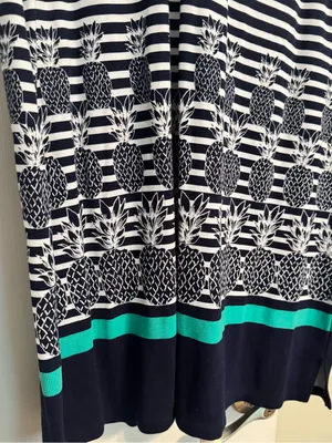 NWOT Crown & Ivy Navy White Stripe Pineapple Cayo Coco Summer Coastal Dress XL thumbnail 4