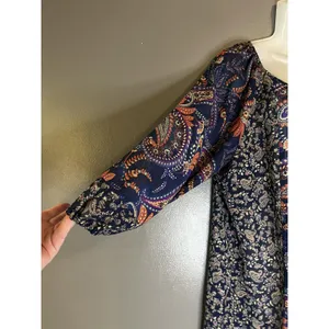 Chaps Shirt Womens Medium Blue Paisley Boho Tunic Top 3/4 Sleeve Lightweight thumbnail 4