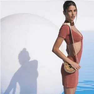 Cult Gaia Billie knit cutout short sleeve mini dress in Jasper size L large NWT thumbnail 13