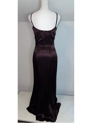 GUNNE sax Espresso Satin Maxi Dress Size 7/8 thumbnail 10