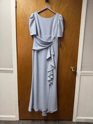 Betsy & Adam Womens Ruched Side Slit Evening Dress Maxi Gown Light Blue 10 NEW thumbnail 12
