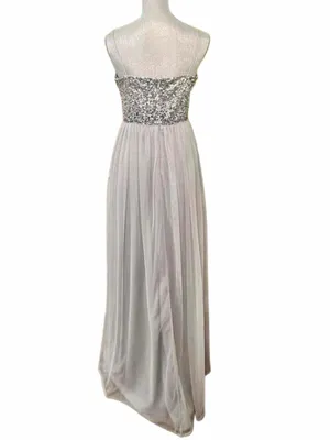 Adrianna Papell Sequined Tulle Gown Silver Grey Size 8 medium thumbnail 2