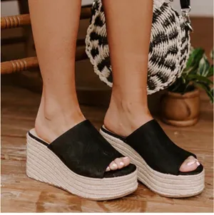 Soda Black Espadrille Wedge Sandal thumbnail 1