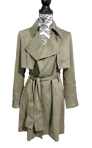 CLUB MONACO Lindy Olive Suede Trench Coat with Belt thumbnail 1