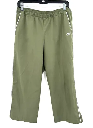 Nike size medium fit dry‎ line green pants white side stripes pockets thumbnail 1