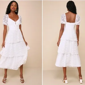 LULU's Bridal Shower Reception Floral Romantic Tiered Ruffles Midi Dress thumbnail 3