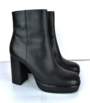 Jeffrey Campbell Spaced Booties Women 7.5 Black Leather Platform Block Heel Goth thumbnail 1