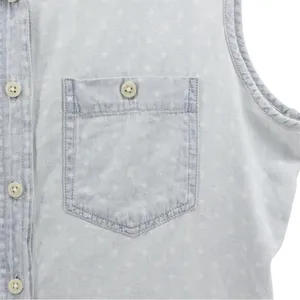 Per Se‎ Baby Blue White Polka Dot Chambray Button up Vest Country Rodeo Size S thumbnail 5