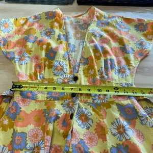 Marine Layer Camila Dress V-Neck A-Line Mini Yellow Vintage Floral Print Small‎ thumbnail 11