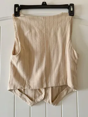 Sage the label linen vest Tan thumbnail 4