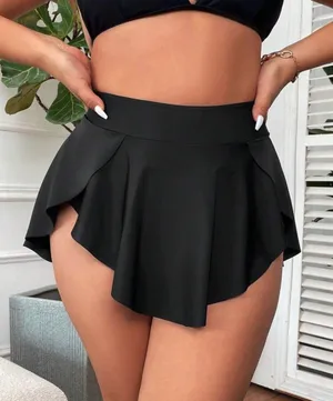 Swim Vcay Plus Size Women Summer Beach Solid Color Bikini Bottom With Ruffled Hem thumbnail 1