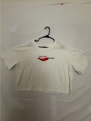 Princess Polly Women White Stay Spicy Chili Pepper Graphic Crop Tee Sz 10(A855) thumbnail 5
