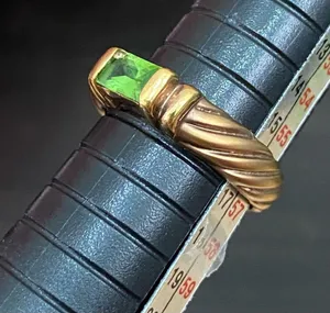 Vintage Emerald Green Birthstone Cubic Zirconia CZ Rope Gold-plated Ring Size 8 thumbnail 10