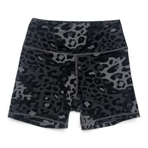 Black & Gray Leopard Print High Rise Biker Shorts Size S thumbnail 1