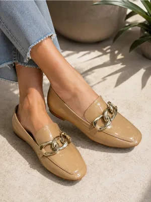 Carvela KURT GEIGER REBEL LOAFER BLUSH PATENT CHAIN size 36.5 US 6.5 thumbnail 1