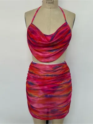 Draped Ruched Pink Multi thumbnail 1