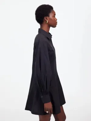 NWT Madewell Cotton Poplin Mini Shirt Dress Black Balloon Sleeve Size 2 thumbnail 10