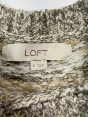 LOFT Cotton Wool Blend Brown & Cream Fair Isle Crewneck Sweater thumbnail 5
