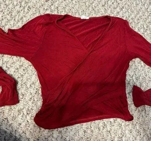 Garage long sleeve wrap crop top red S thumbnail 1