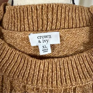 Crown & Ivy Tan Oversized Long Sleeve Cable Knit Mock Neck Sweater Size XL thumbnail 7