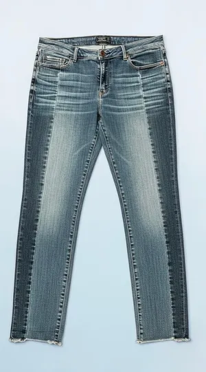 Abercrombie & Fitch Two Tone Two Striped Ankle Skinny Jeans Raw Hem Size 12 thumbnail 1