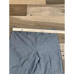 Loft Pants Size 14 Ann Crop Wide Leg Gray White Pinstripe High Rise Cotton thumbnail 4