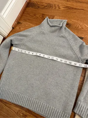 Lands' End Roll Neck Cotton Sweater Grey Size Small thumbnail 8