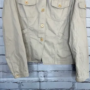Jones New York Tan Utility Button-Up Collared Jacket Tailored SZ 12 Cargo Field thumbnail 4