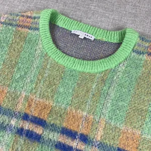 Baltic Born Sweater Womens L Green‎ Plaid Crew Neck Pullover Acrylic Nylon Knit thumbnail 2