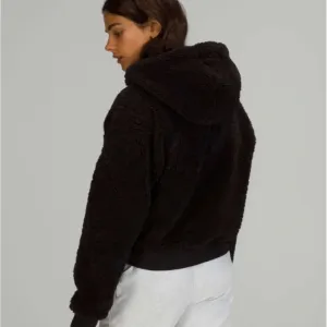 Lululemon Textured Fleece 1/2‎ Zip Black size 4 sherpa hooded thumbnail 2