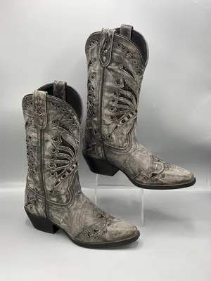Laredo Stevie Western Boots Womens 6 Gray Intricate Cutouts Cowgirl Horse 52120 thumbnail 1
