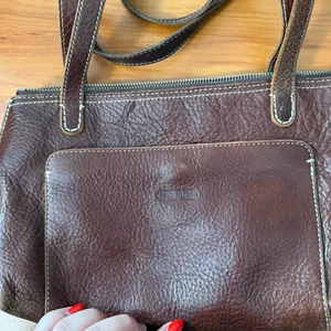 Ellington Dark Brown Leather Shoulder Purse Bag Zip Top Neutral Natural‎ Minimal thumbnail 6