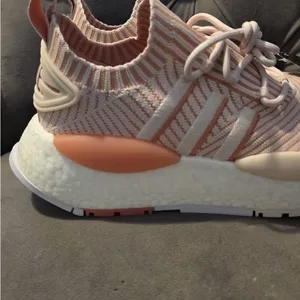 Adidas Peach and White Striped Sneakers thumbnail 11