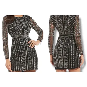 Gianni Bini Black Dani Pearl Silver Sequin Dress size 0 thumbnail 4