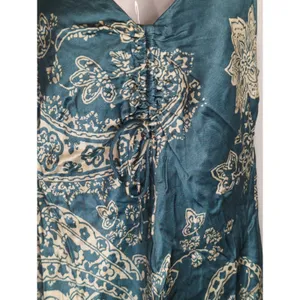 Zara Blue & White Satin Effect Paisley Mini Slip Dress Womens XS Y2K Retro‎ thumbnail 6