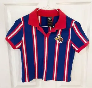 DISNEY X FOREVER 21 Goofy collared striped crop top M thumbnail 1