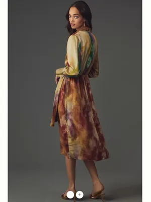 By Anthropologie Long-Sleeve Tie-Front Midi Shirt Dress thumbnail 2