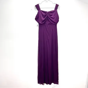 NWT Alex‎ Evenings Plum Purple Beaded Cold Shoulder Chiffon Maxi Dress Size 6 thumbnail 4