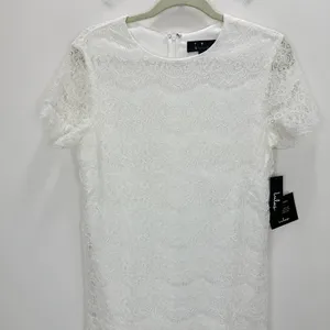 Lulus Take Me to Brunch Ivory Lace Shift Dress Wedding Bridal Party Small NWT thumbnail 6