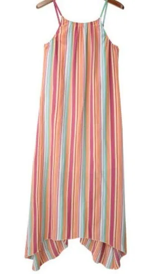 The Lace Daisy NEW Colorful Striped Spaghetti Strap Handkerchief Hem Maxi Dress Size Large thumbnail 7