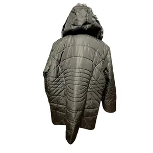Avenue Puffer Jacket Quilted Design Faux Fur Trim Hooded Solid Black W 14/16 NWT thumbnail 6