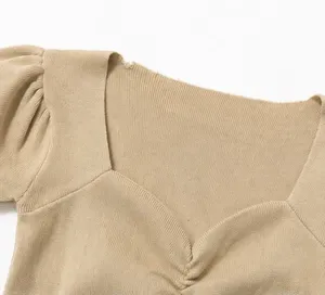 Korean Boutique Knit Top Tan thumbnail 1